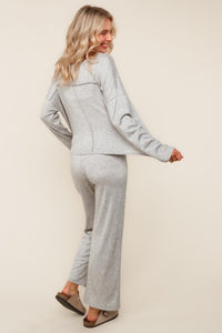 Evergreen Cozy Hacci Lounge Set – Soft Knit Top & Straight-Leg Pant Duo | Northern Belle Boutique