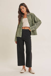 HERITAGE FIELD MINERAL-WASHED COTTON TWILL JACKET: WASHED OLIVE