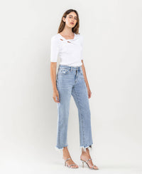 Vervet By Flying Monkey High Rise Distressed Crop Dad Jeans: Light Wash