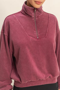 Weekend Retreat Mineral Wash Half-Zip Sweatshirt – Vintage Pullover Top