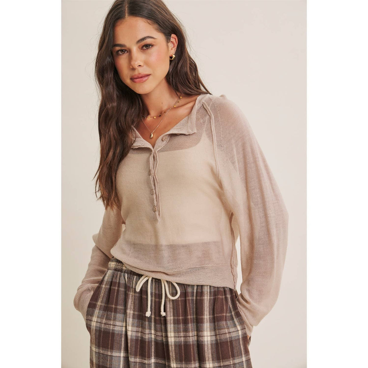 Morning Layer Airy Wool Blend Henley Sweater