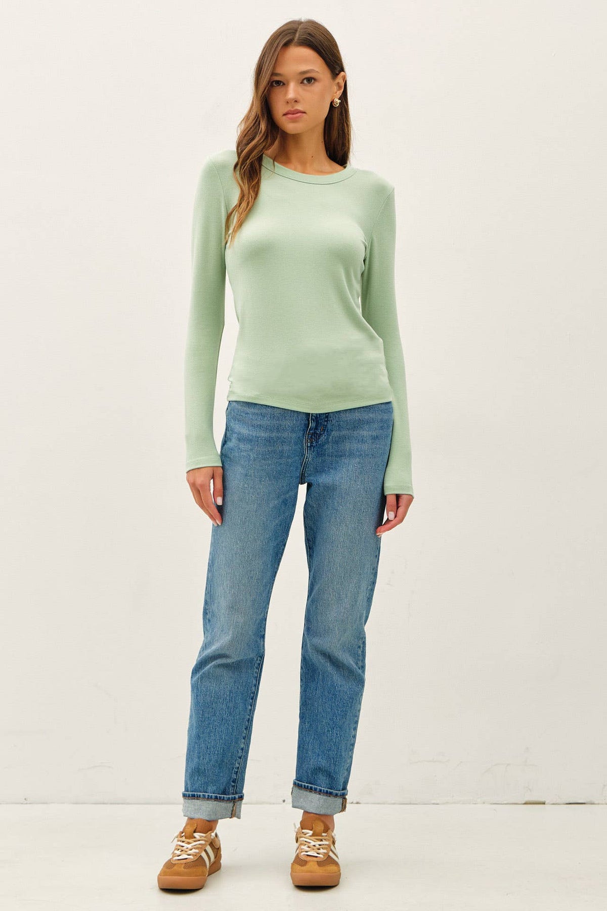 The Clara Long Sleeve Knit Tee – Essential Round Neck Layering Top