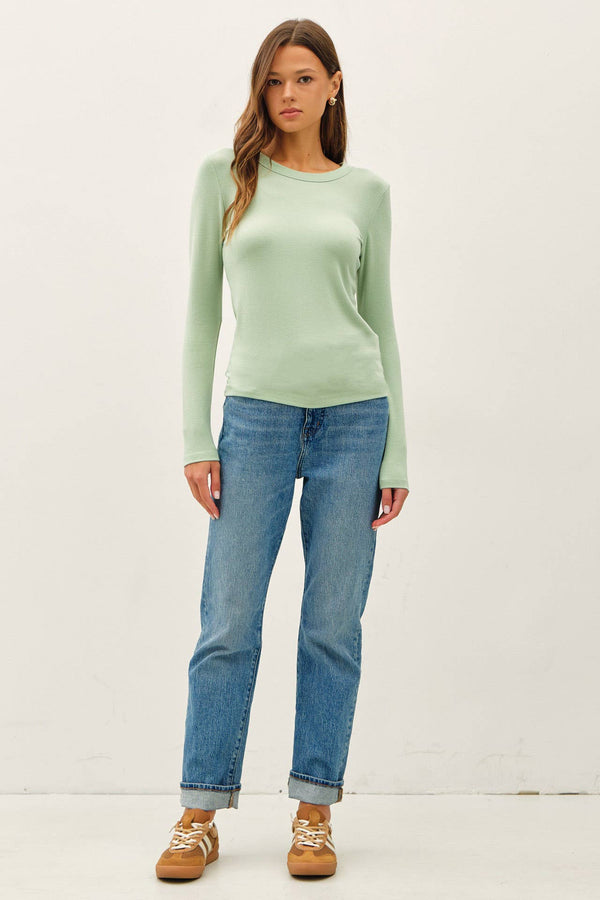 The Clara Long Sleeve Knit Tee – Essential Round Neck Layering Top