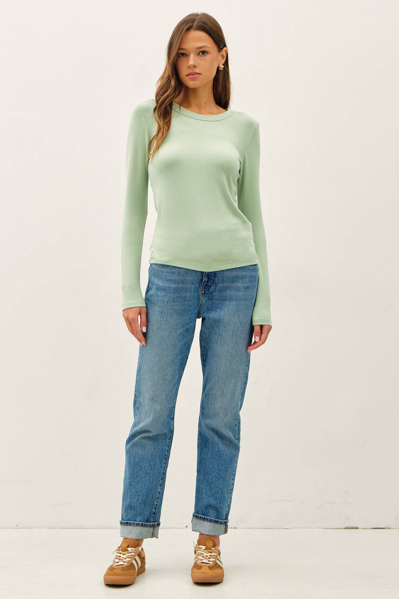 The Clara Long Sleeve Knit Tee – Essential Round Neck Layering Top