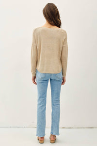 Breezy V-Neck Casual Sweater: Natural