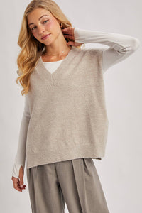 The Marlowe V-Neck Sweater Vest – Women’s Knit Layering Top, Classic Ribbed Trim, Neutral Fall Outfit Essential