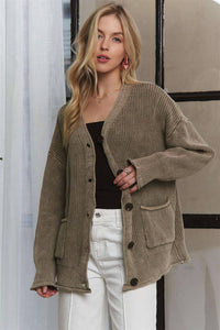 Consider This Cotton Chunky Knit Cardigan: Mocha