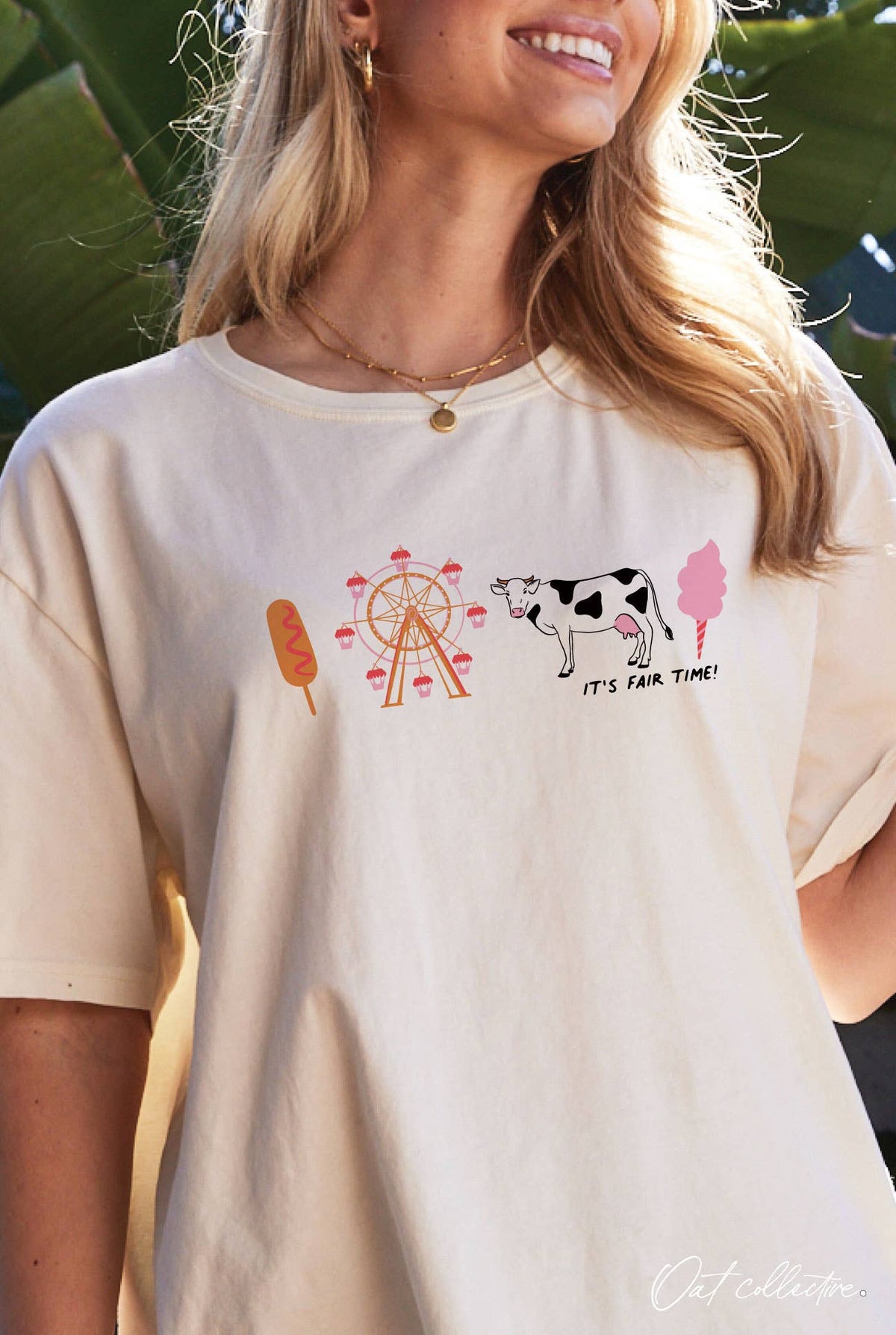 It’s Fair Time Graphic Tee – Oversized Mineral Washed Puff Print Top