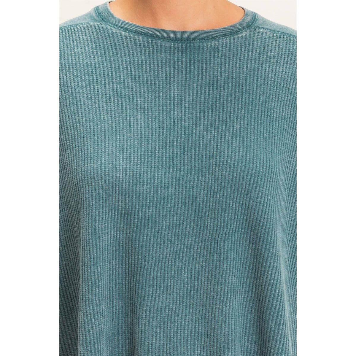 Slow Mornings Waffle Knit Top: Cream Taupe