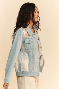 The Briar Lace Panel Denim Jacket – Floral Mesh Western Jean Jacket