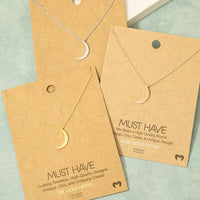 Moon Crescent Pendant Necklace – Gold or Silver