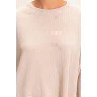 Slow Mornings Waffle Knit Top: Cream Taupe