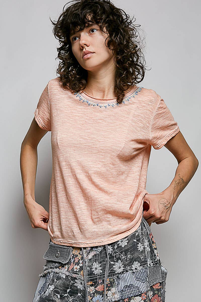 Everyday Lightweight Relaxed Fit Hand-Stitched Knit Top: Black / L