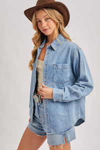 The Dawson Denim Overshirt – Relaxed Light-Wash Button Down | Northern Belle Boutique
