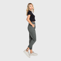 Millie Paperbag Waist Mom Jeans – High Rise Cuffed Denim in Washed Olive