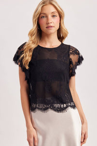 Midnight Romance Lace Top: Black