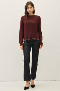 Soft Focus Lace Sweater: Chocolate