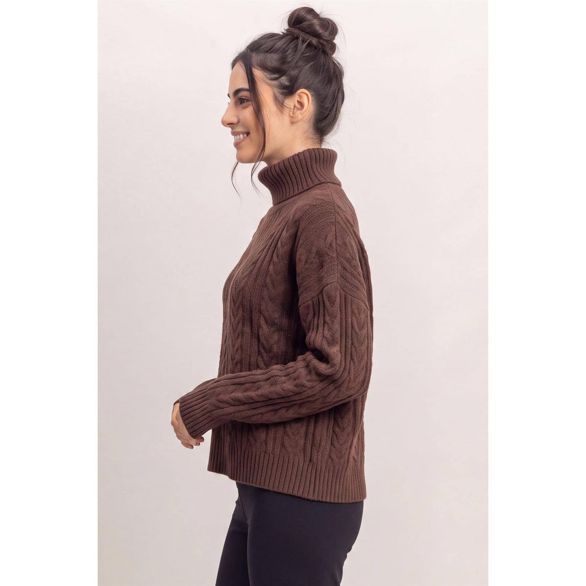 Wrapped Up Cable Knit Turtleneck Sweater