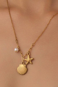 The Capri Beach Charm Necklace – 18K Gold Plated Waterproof Starfish Seashell Chain