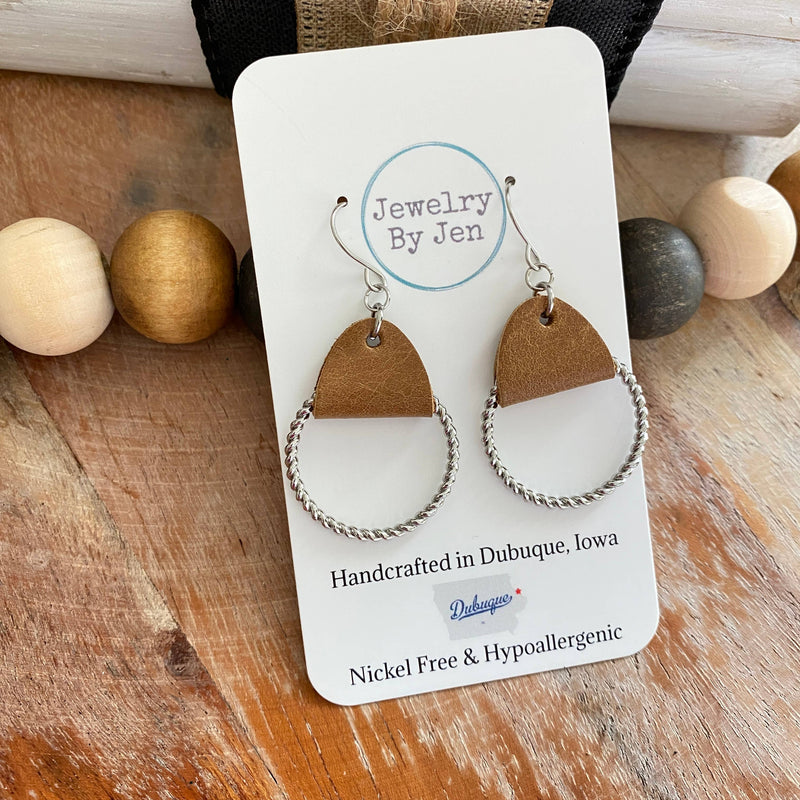 Ashland Leather & Hoop Earrings – Genuine Leather, Nickel-Free Hypoallergenic Jewelry