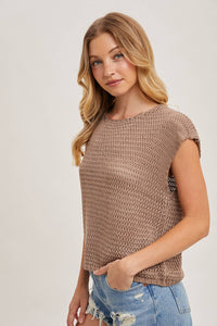 Calista Open Knit Short Sleeve Top