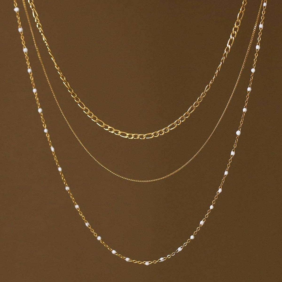 The Ardenne Layered Dainty Chain Necklace – 18K Gold Dipped Waterproof Stainless Steel Necklace