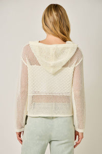 The Juniper Crochet Hoodie Sweater: Off White