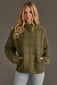 The Aspen Olive Washed Quilted Cotton Jacket