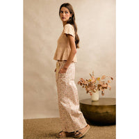 The Meadow Days Wide Leg Pants: Cream Floral