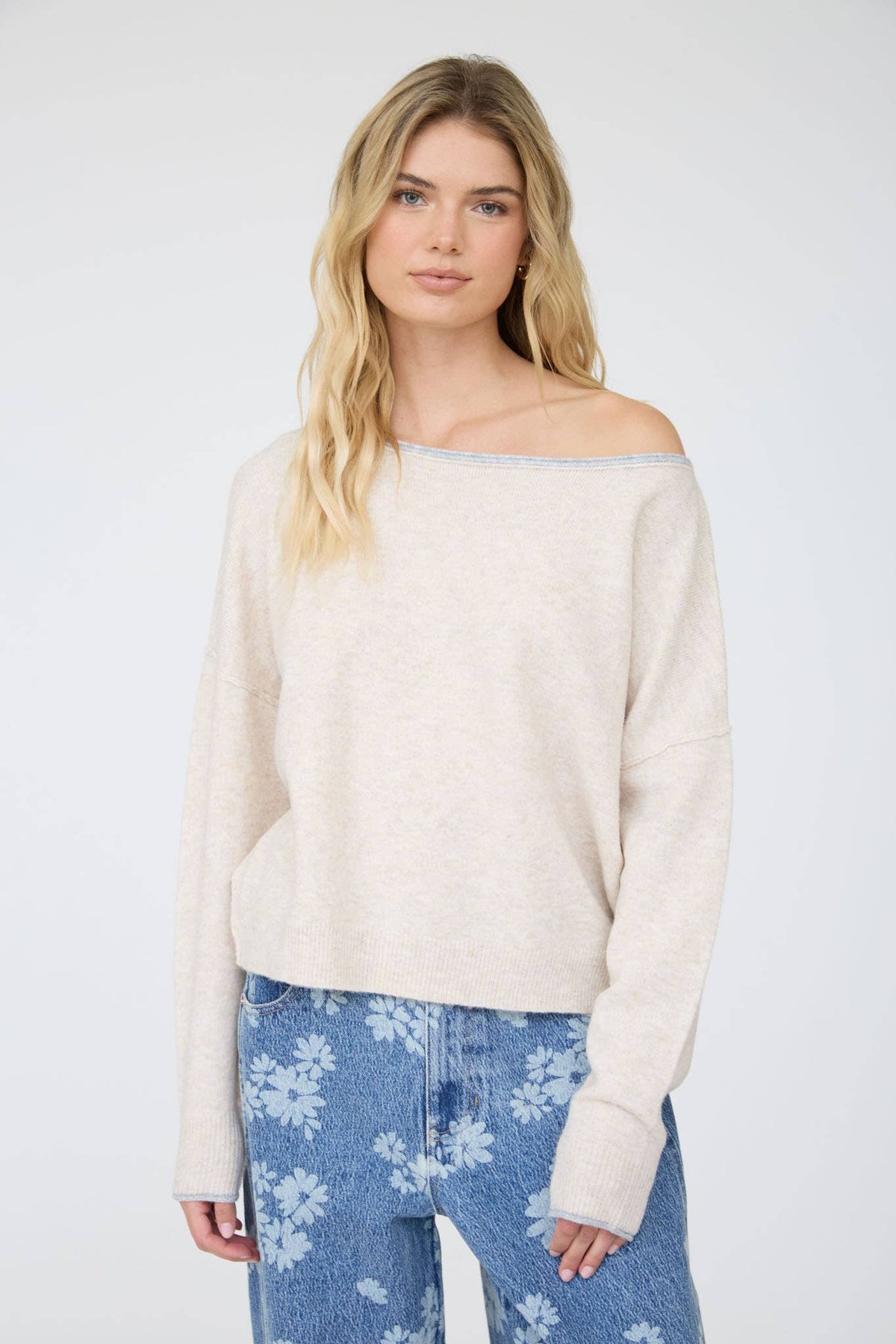 A Little Closer Boat Neck Sweater: Oatmeal