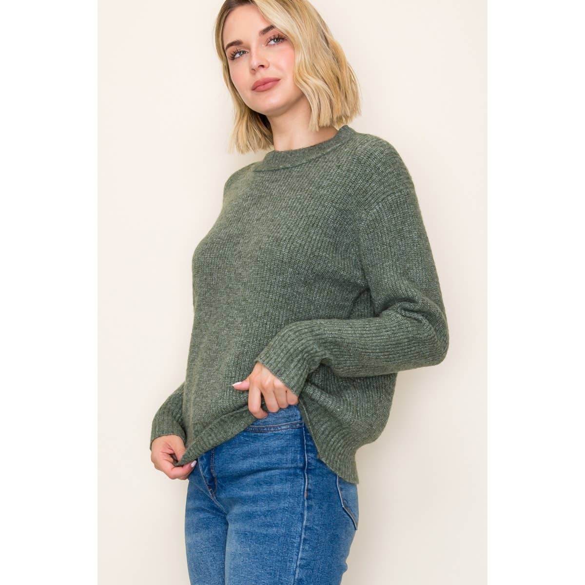 Mistletoe Ribbed Crew Neck Sweater – Soft Knit Holiday Pullover | Northern Belle Boutique