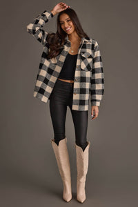 Black & Cream Plaid Jacket
