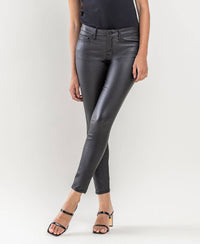 Vervet by Flying Monkey Mid Rise Faux Leather Crop Skinny: Jet Black