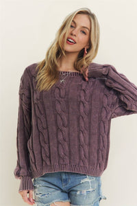 Good Intentions Cable Knit Sweater: Plum