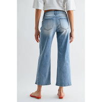 The Easy Street Mid Rise Straight Ankle Jeans | Relaxed Fit Light Wash Denim