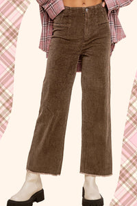 Everly Mineral Wash Corduroy Wide Leg Pants – Cinnamon & Clove