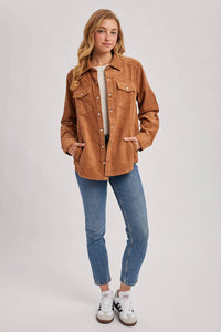 Everly Pines Corduroy Button-Down Shacket –Peacock