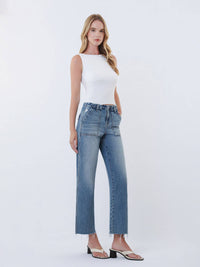 Pocket Change Crop High Rise Slim Wide Leg Jeans