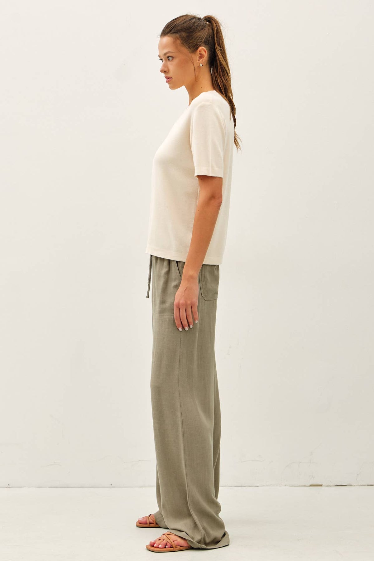 The Greer Ultra Soft Scoop Neck Tee: Vanilla  – Lightweight Relaxed Fit Everyday Essential for Women