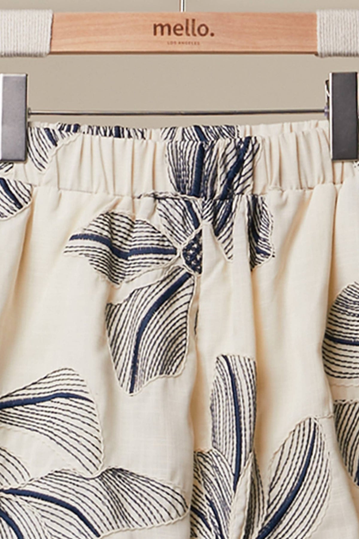 The Willow Floral Shorts: Cream/Navy– Elastic Waist Lightweight Everyday Shorts