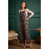 Rosewood Floral Wide Leg Overall Jumpsuit