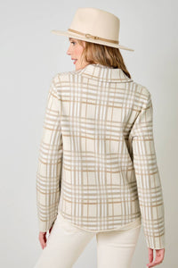 Maribel Check Pattern Sweater Shacket – Button-Down Shacket with Chest Pockets & Hi-Lo Hem