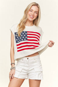 The Liberty Knit Sweater Crop Top: White