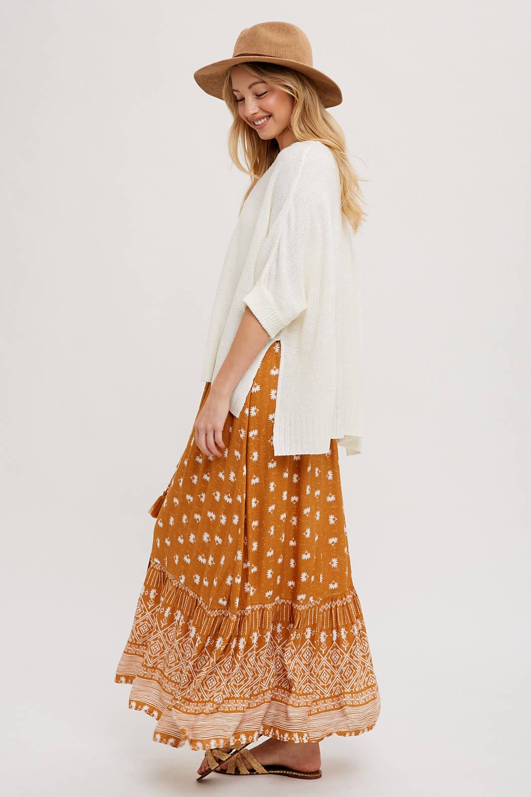 Briar Boho Button-Front Maxi Skirt