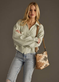 Farrah Sage Gauze Light Weight Button Up Long Sleeve Blouse