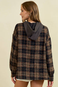 Hadley Mixed Media Flannel Hoodie – French Terry Pullover with Plaid Contrast | Northern Belle Boutique