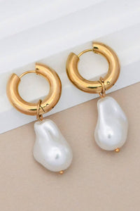 The Brielle Pearl Drop Earrings – 18K Gold Dipped Waterproof Stainless Steel Earrings
