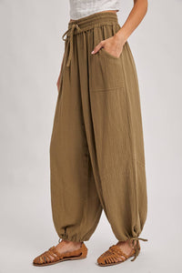 JOGGER HAREM DRAWSTRING PANTS: LT.OLIVE / M