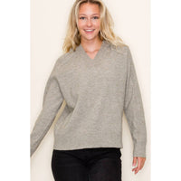 Glacier Ridge Ribbed Hoodie Sweater – V-Neck Knit Pullover | Northern Belle Boutique