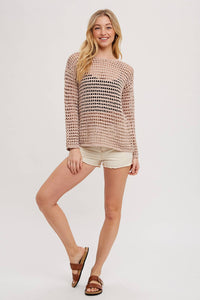 Gretchen Open Knit Sweater: Latte